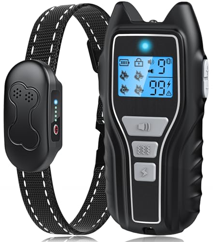 Dog Shock Collar with Remote Control - Rechargeable Dog Training Collar, IPX7 Waterproof E Collar for Dogs with 4 Safe Modes Flashlight Beep Vibration Shock Ideal for All Dog Sizes (8-150lbs)